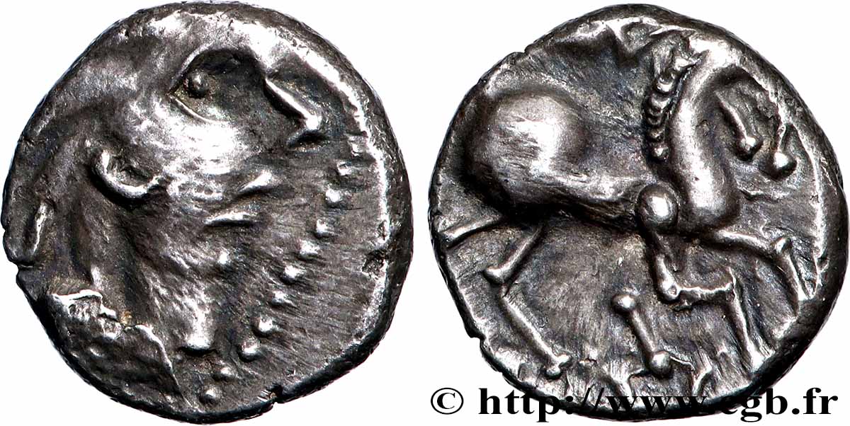 ÆDUI / ARVERNI, UNSPECIFIED Denier à l’oiseau - revers à l’étrier fVZ