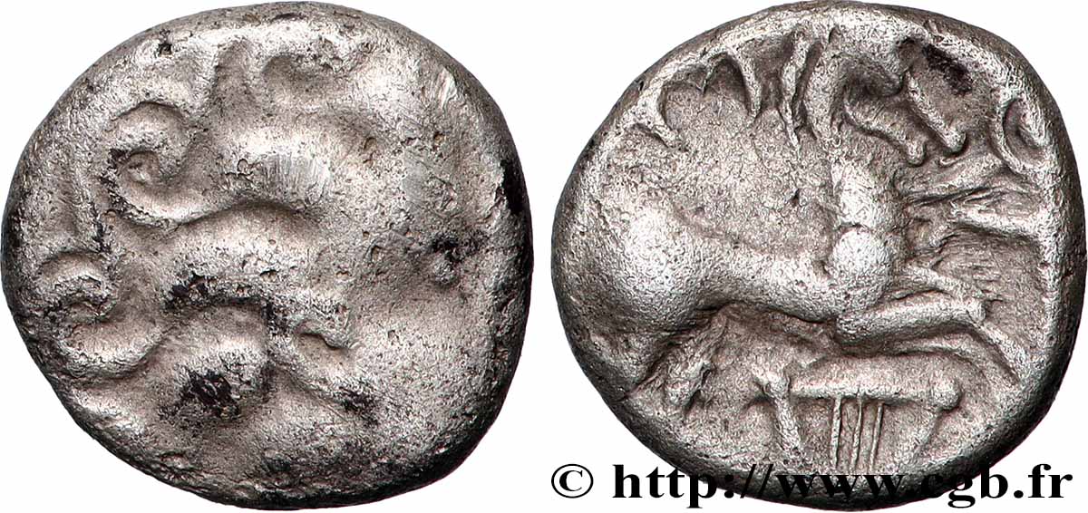 ÉDUENS (BIBRACTE, région du Mont-Beuvray) Denier à la lyre TB+