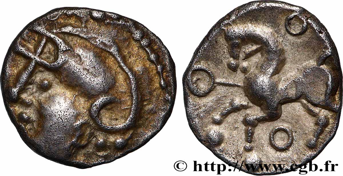 ÉDUENS (BIBRACTE, région du Mont-Beuvray) Denier à la tête casquée SUP/TTB+