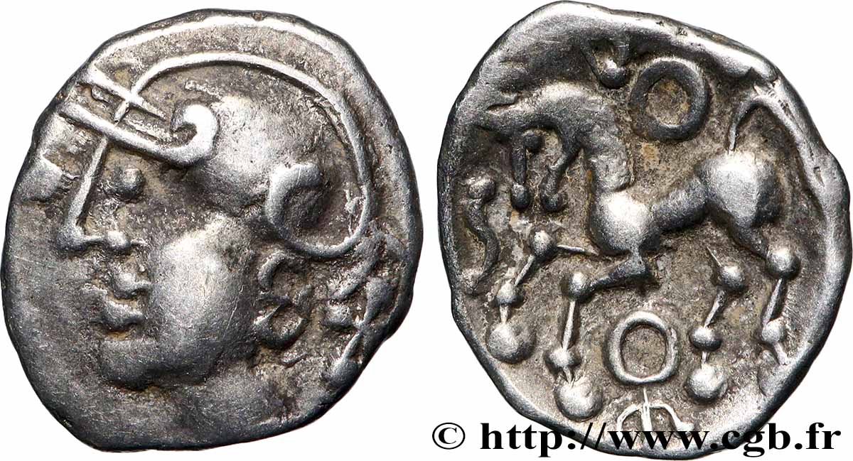 ÉDUENS (BIBRACTE, région du Mont-Beuvray) Denier à la tête casquée SUP/TTB+