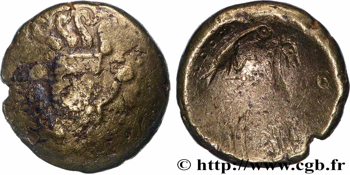 SÉNONS (région de Sens) Statère en électrum à la lyre, type de Chenôves TB