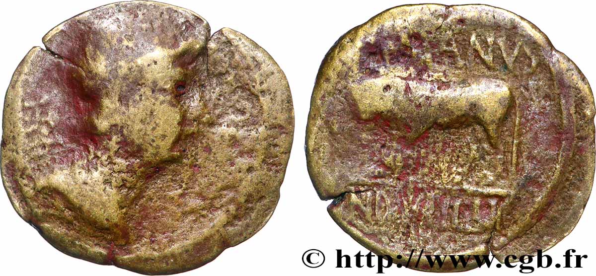 RÈMES (Région de Reims) Bronze GERMANVS INDVTILLI au taureau (Quadrans) TB