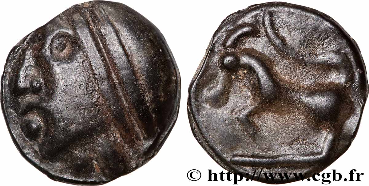 SÉQUANES (Région de Besançon) Potin à la grosse tête, au bandeau lisse TTB+