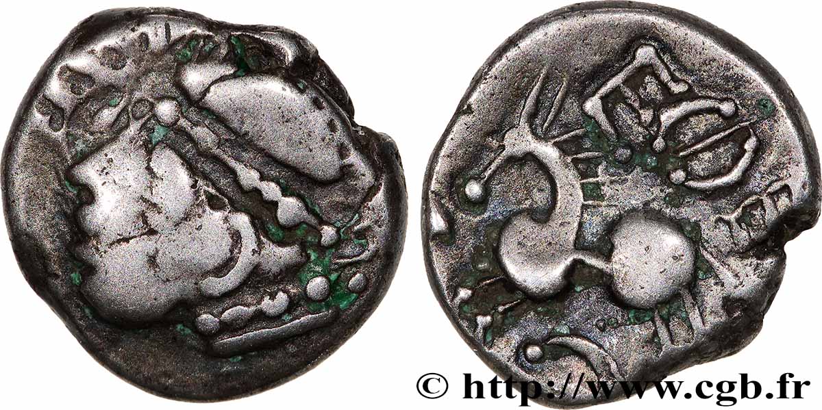 NITIOBROGES (Région d&nbsp;Agen) Denier CVBIO à la tête casquée TTB/TTB+