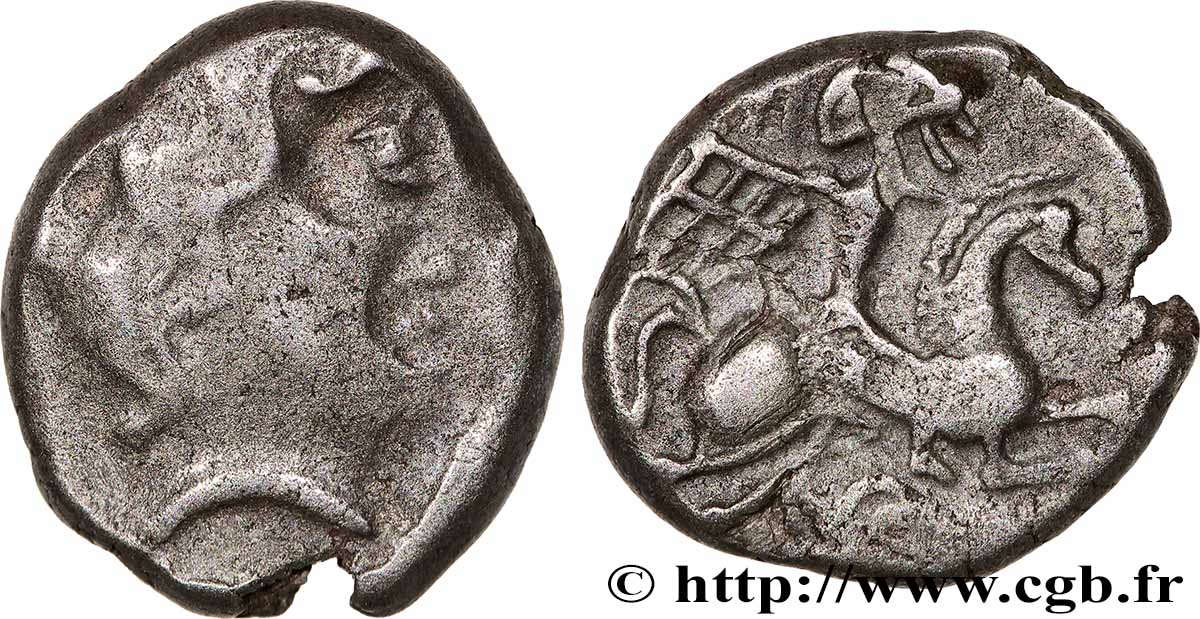 PICTONES (Area of Poitiers) Drachme au cavalier ailé XF/AU