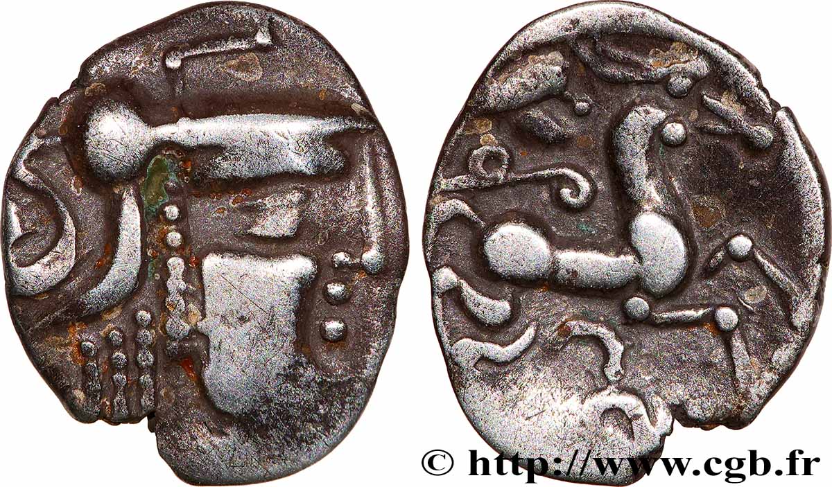 GALLIA - AULERCI CENOMANI (Area of Le Mans) Denier à la tête casquée à droite AU