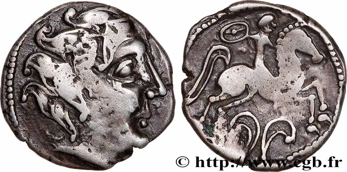 PICTONS / BITURIGES / CARNUTES - CENTRE-OUEST, Incertaines Drachme au cavalier et au fleuron TTB+