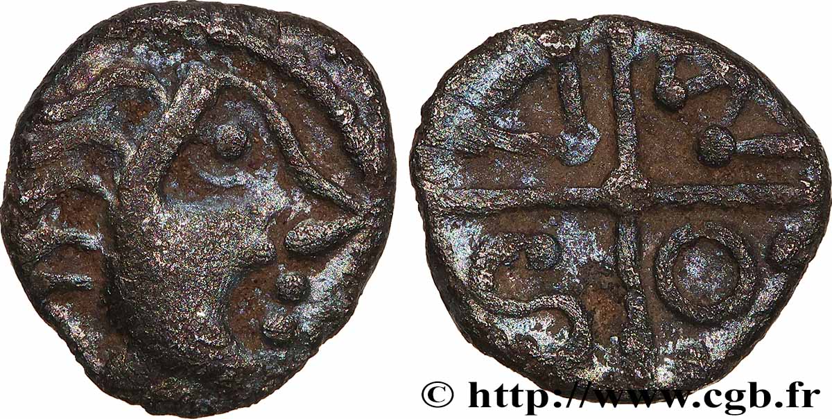 GALLIA BELGICA - SEQUANI (Area of Besançon) Obole à la croix, MASO tête à droite, type du coin d’Arbois AU