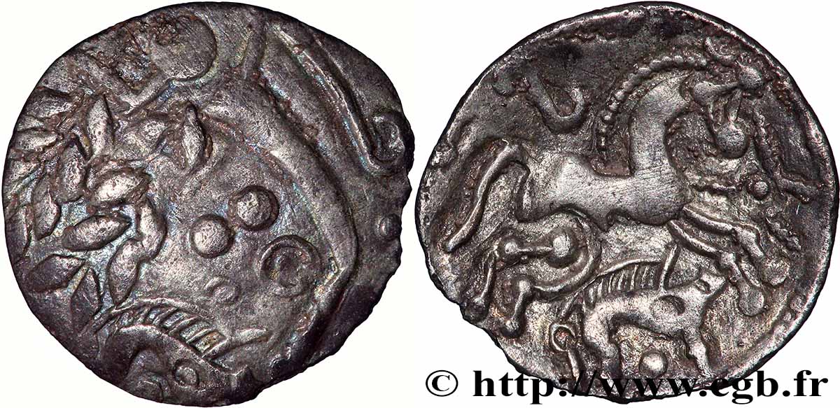 GALLIEN - BELGICA - AMBIANI (Region die Amiens) Denier d&nbsp;argent scyphate dit “au sanglier” fVZ