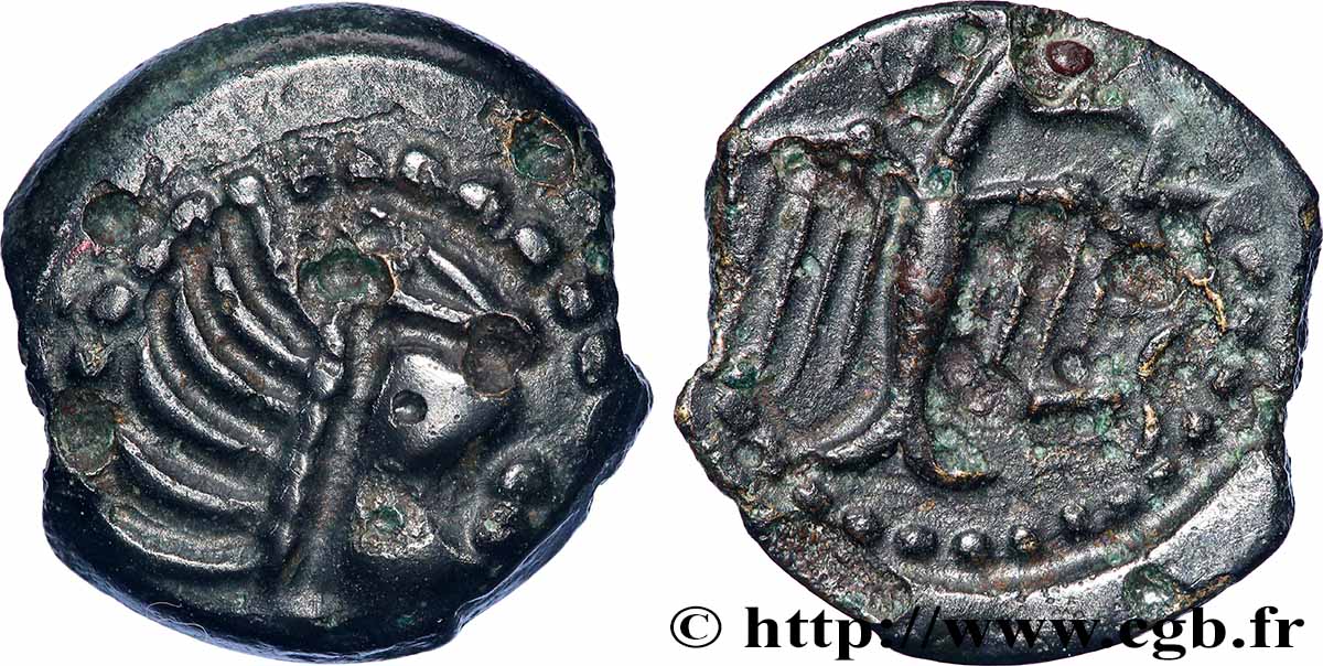 GALLIA - CARNUTES (Región de la Beauce) Bronze à l’aigle et à la rouelle, tête à droite MBC/MBC+