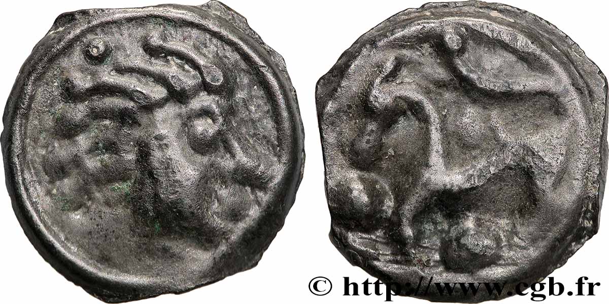 GALLIEN - SENONES (Region die Sens) Potin à la tête “d’indien” SS/fVZ