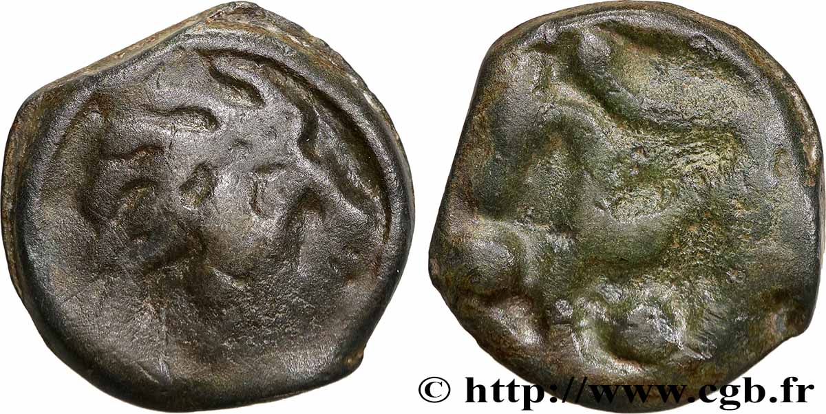 SÉNONS (région de Sens) Potin à la tête “d’indien” TB+/TTB