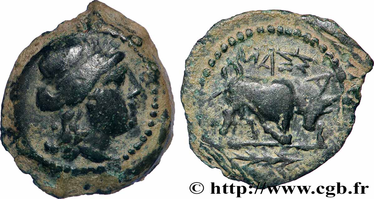 MASSALIA - MARSEILLES Bronze au taureau (hémiobole ?), à la palme XF