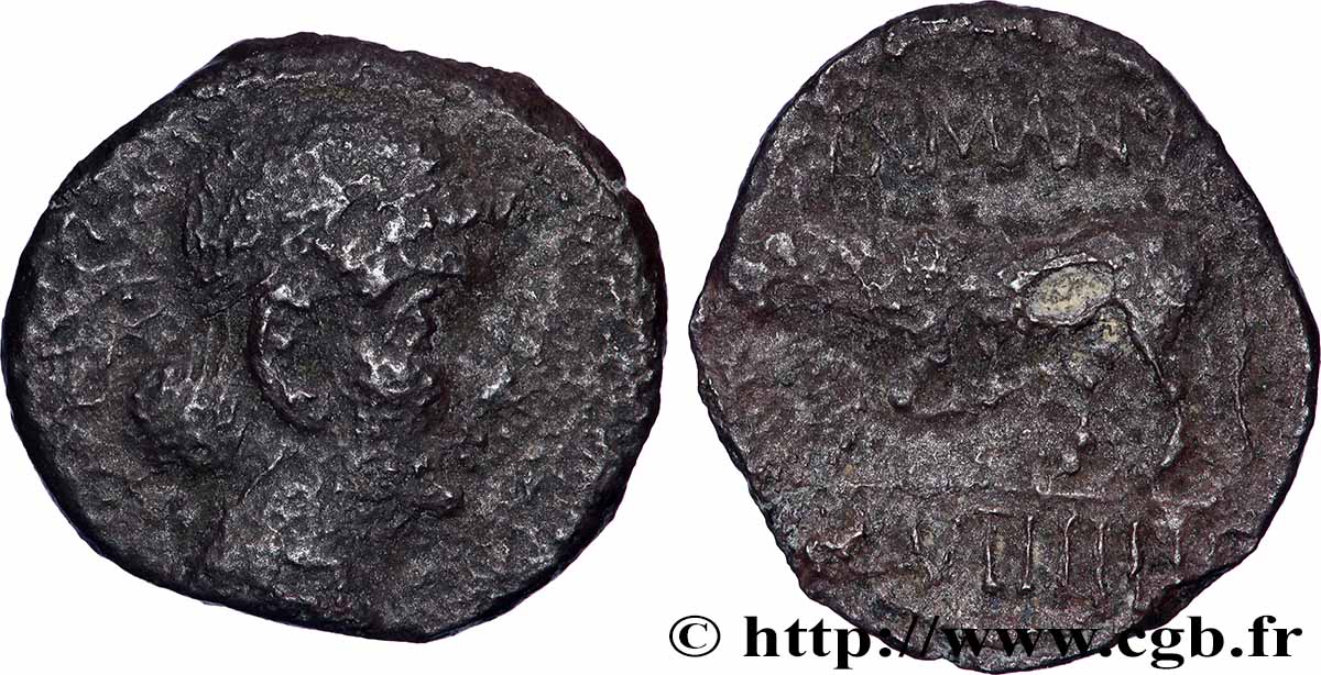 GALLIA BELGICA - REMI (Area of Reims) Bronze GERMANVS INDVTILLI au taureau (Quadrans) VF