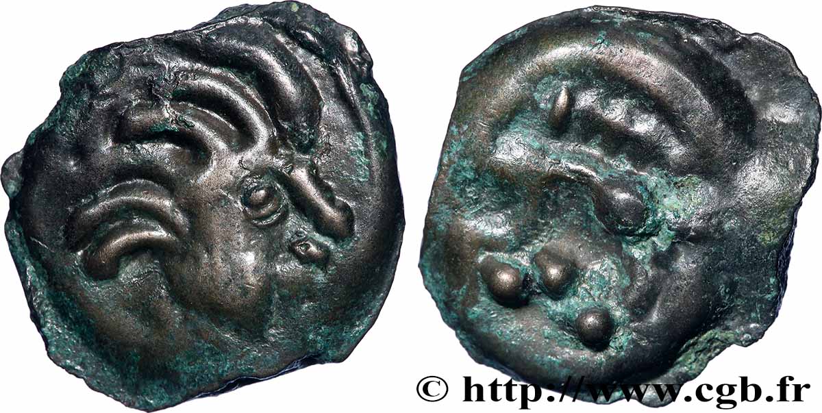 SÉNONS (région de Sens) Potin à la tête “d’indien” et au sanglier SUP