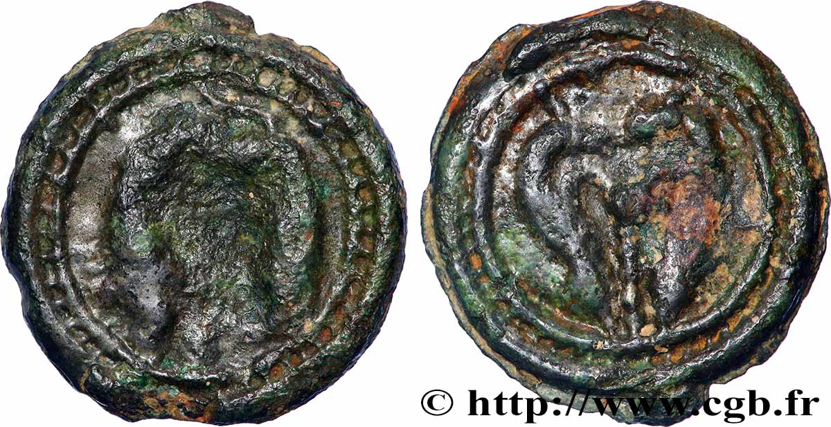 SUESSIONS (région de Soissons) Potin aux animaux affrontés, classe II TTB