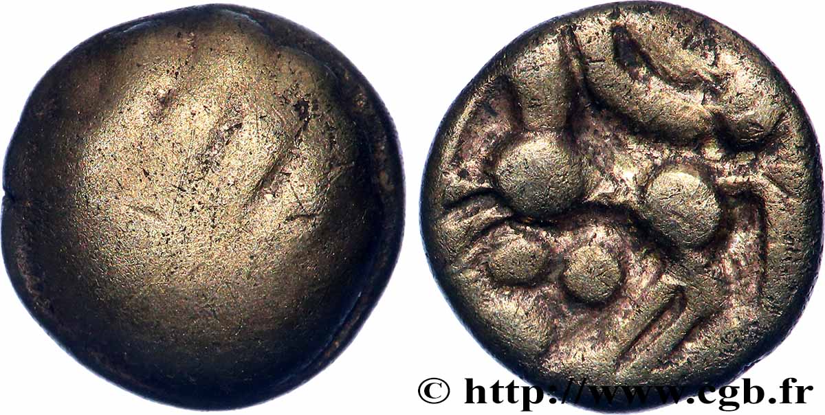 RÈMES (Région de Reims) Quart de statère “aux segments de cercles” en bas électrum TB/TTB