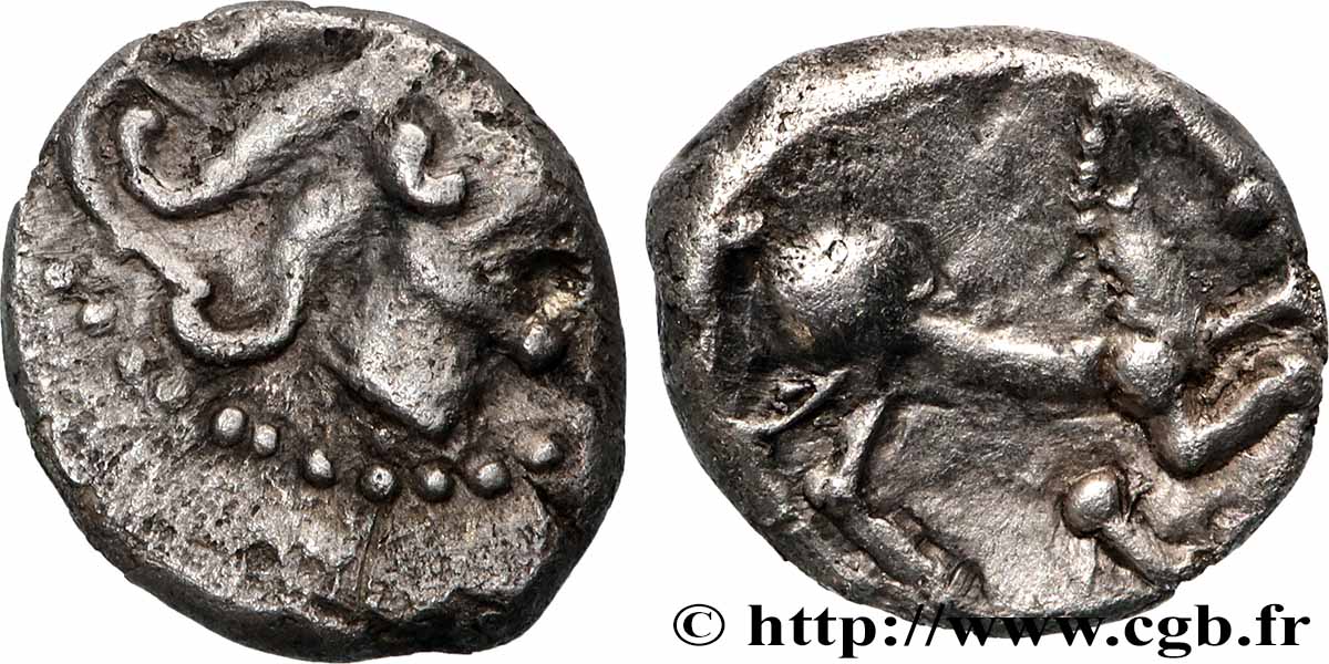 ÉDUENS (BIBRACTE, région du Mont-Beuvray) Denier à la lyre TTB