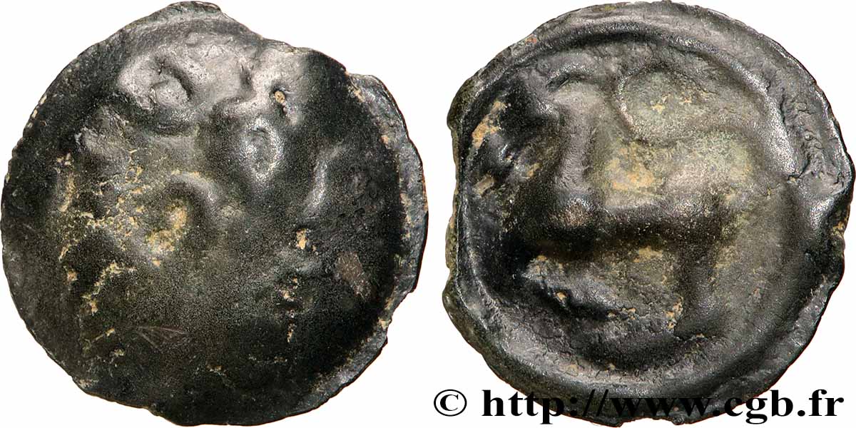 GALLIA BELGICA - SEQUANI (Región de Besançon) Potin à la grosse tête laurée DOCI BC/MBC