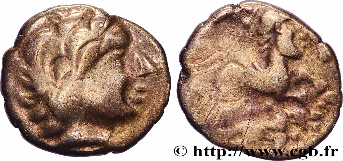 GALLIA - AULERCI CENOMANI (Area of Le Mans) Quart de statère au cheval androcéphale XF/VF