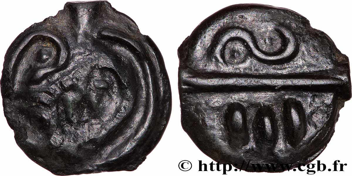 AULERQUES ÉBUROVICES (Région d&nbsp;Évreux) Potin à l’esse et aux chevrons, stylisé TTB+/SUP