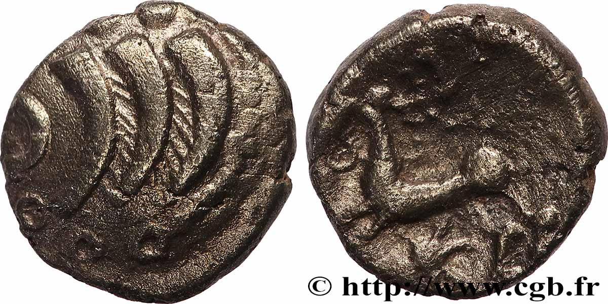 RÈMES (Région de Reims) Quart de statère “aux segments de cercles”, cheval à gauche TB+