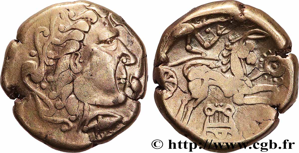 SÉNONS (région de Sens) Statère en électrum à la lyre, type de Chenôves TTB+