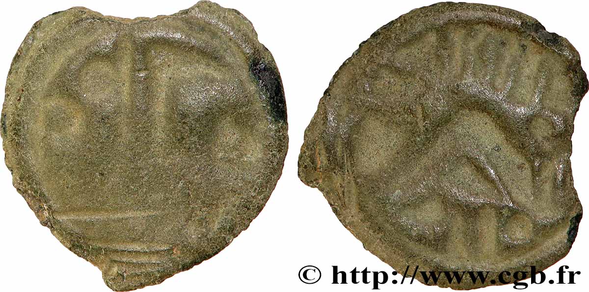 GALLIA BELGICA - LINGONES (Area of Langres) Potin OYINDIA à la tête janiforme - à gauche VF