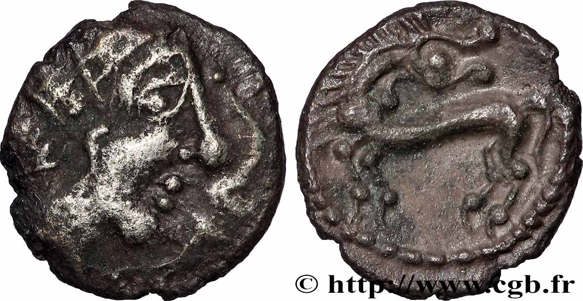 GALLIA - NEDENES (oppidum of Montlaures) Obole au cheval retourné - revers à gauche XF/AU