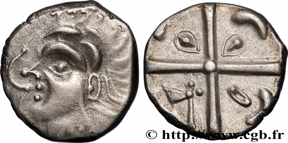 GALLIA - SOUTH WESTERN GAUL - VOLCÆ TECTOSAGES (Area of Toulouse) Drachme “à la tête cubiste”, Série précoce aux dauphins AU/MS