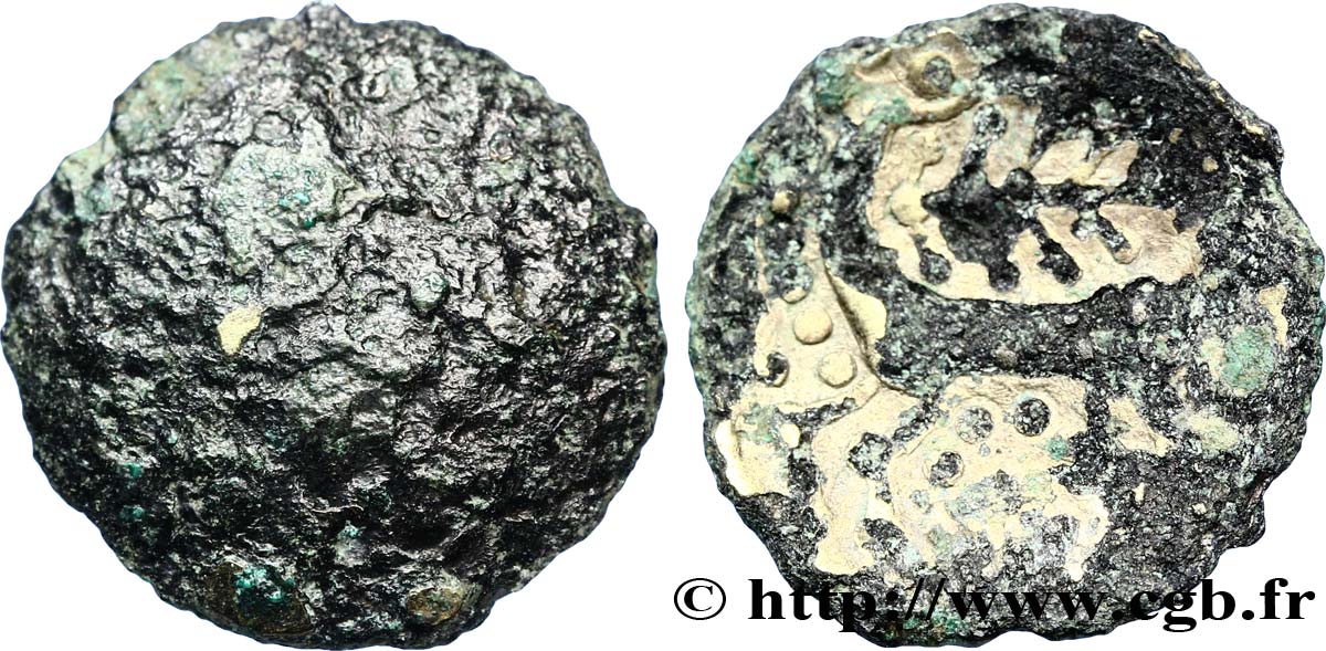GALLIA BELGICA - LEUCI (Región de Toul) Quart de statère d’or au cheval retourné, série B (fourré en bronze) RC/BC+