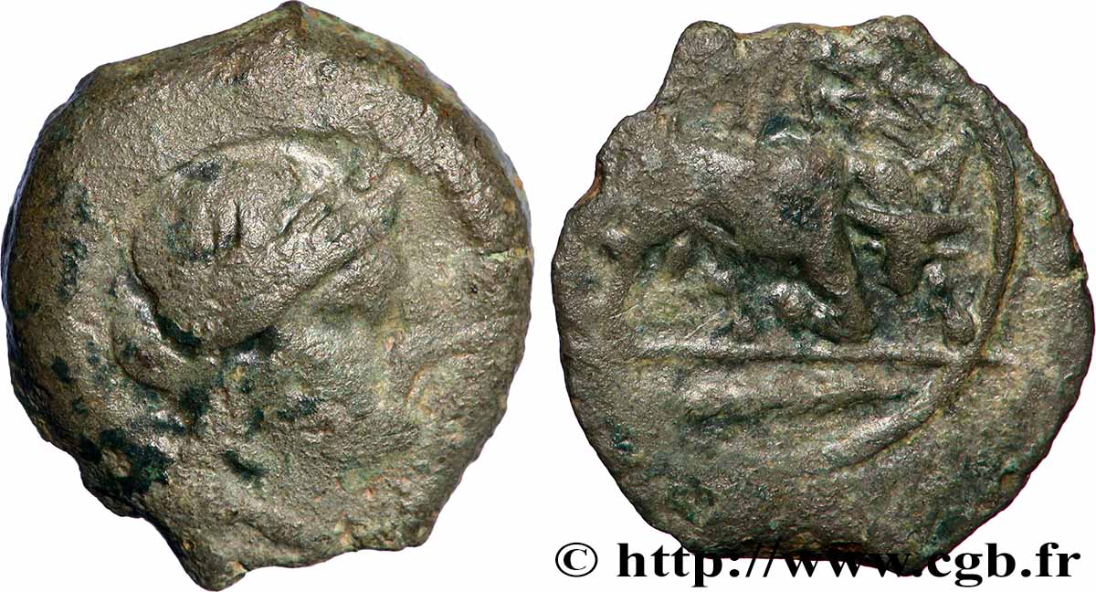 MASSALIEN - MARSEILLES Bronze au taureau (hémiobole ?), à la palme fSS/SS