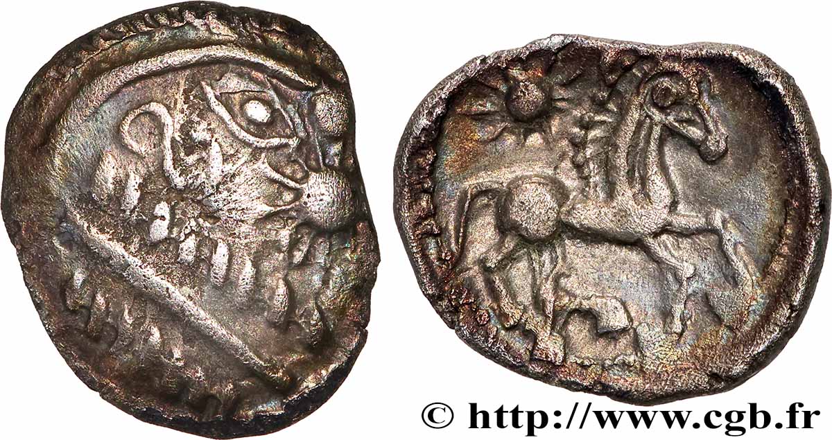 GALLIEN - BELGICA - BELLOVACI (Region die Beauvais) Quart de statère d&nbsp;argent à l&nbsp;astre VZ