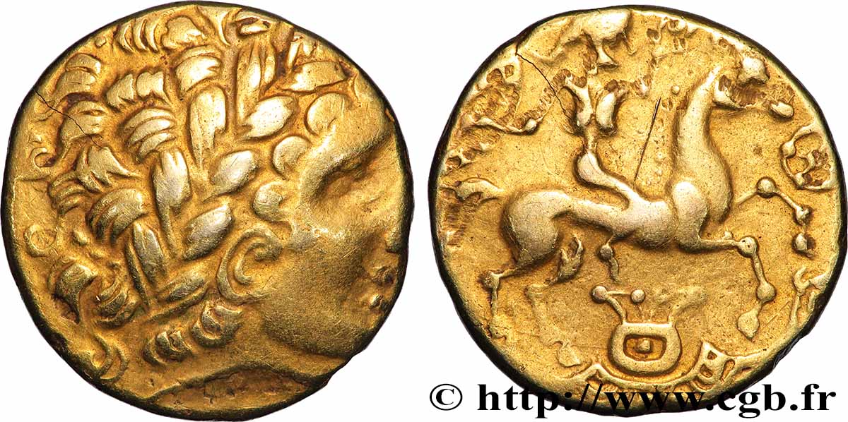 REDONES (Area of Rennes) Statère d’or à la cavalière et à la lyre AU