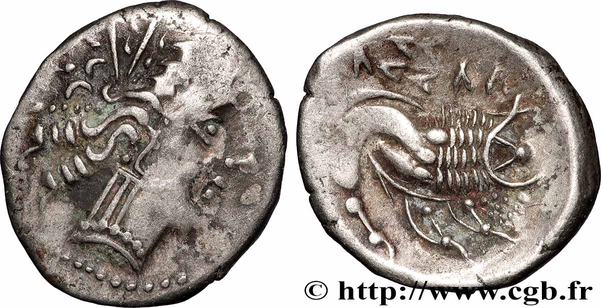 ITALY - TRANSPADANE AREA - CELTO-LIGURIANS “Drachme légère”, imitation de Marseille AU/AU