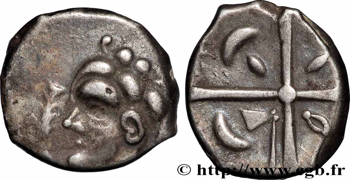 GALLIEN - SÜDWESTGALLIEN - VOLCÆ TECTOSAGES (Region die Toulouse) Drachme “à la tête cubiste”, Série précoce aux dauphins SS/fVZ