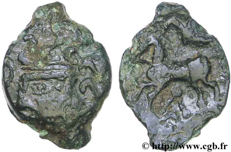 AULERQUES ÉBUROVICES (Région d Évreux) Bronze au cheval et à l’oiseau TTB