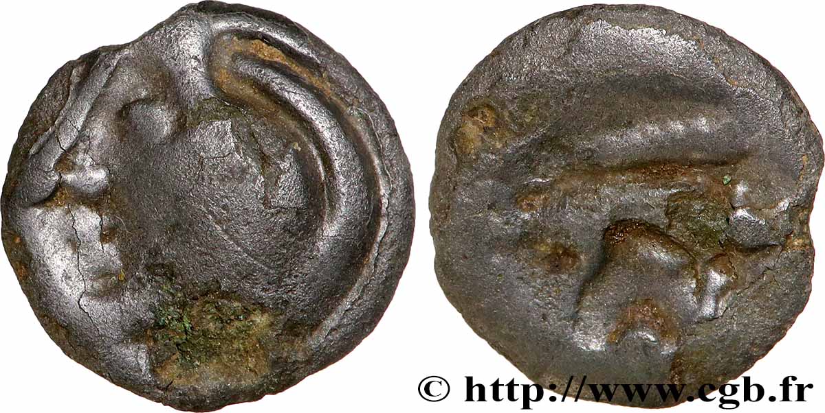 GALLIA - AULERCI EBUROVICES (Area of Évreux) Potin à la tête et au sanglier réaliste XF/VF