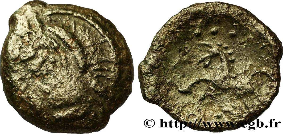GALLIA - AULERCI EBUROVICES (Región d Evreux) Bronze DVNICCOS au sanglier devant la bouche BC