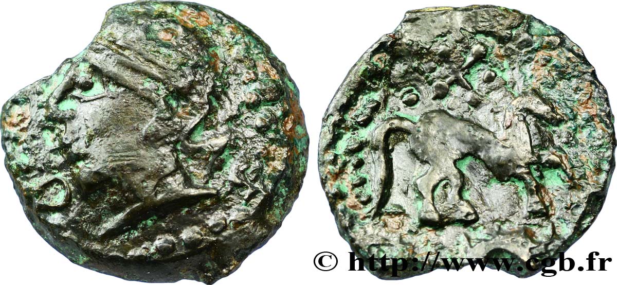 GALLIA - CARNUTES (Area of the Beauce) Bronze au cheval et au sanglier XF