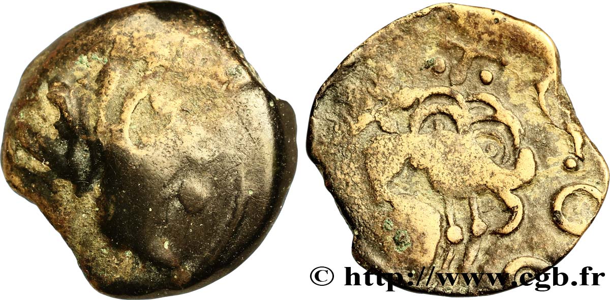 GALLIA SENONES (Regione di Sens) Bronze INS à l’oiseau et au vase q.MB/q.BB