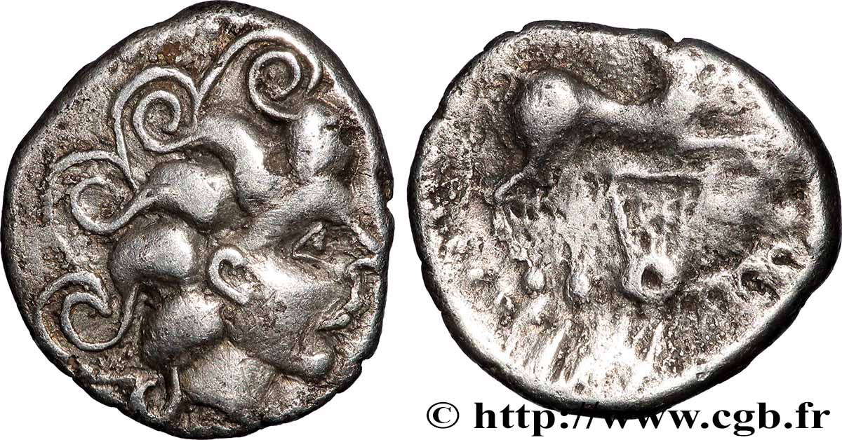 ÉDUENS (BIBRACTE, région du Mont-Beuvray) Denier à la lyre TTB+/TB+