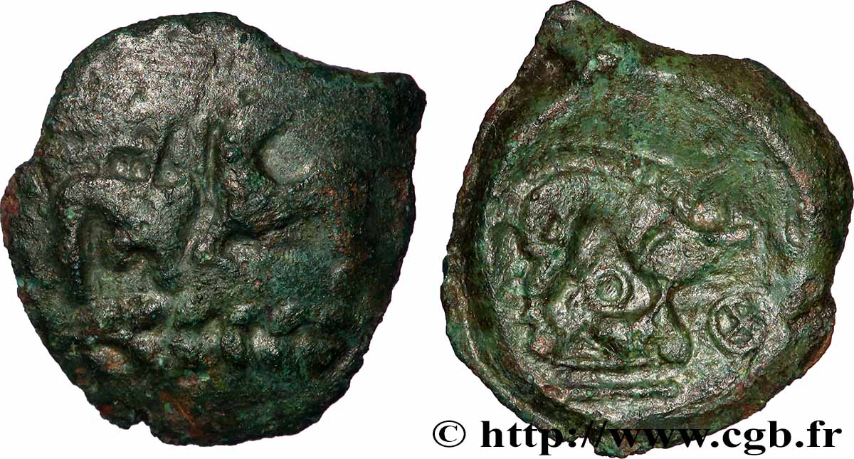 GALLIA - AULERCI EBUROVICES (Area of Évreux) Bronze aux animaux affrontés XF/AU