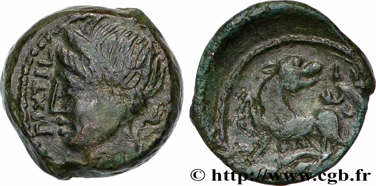 GALLIA - CARNUTES (Area of the Beauce) Bronze PIXTILOS classe II à la louve et au lézard AU/VF
