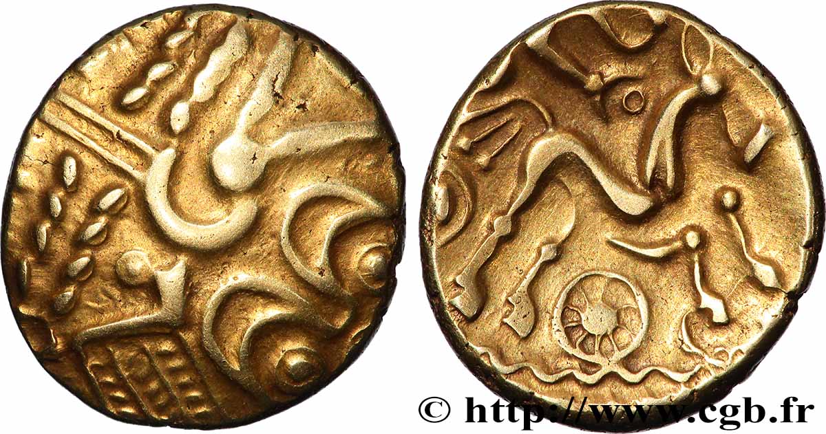 GALLIA BELGICA - SUESSIONES (Area of Soissons) Statère à l&nbsp;œil, variété “à l’ancre” AU