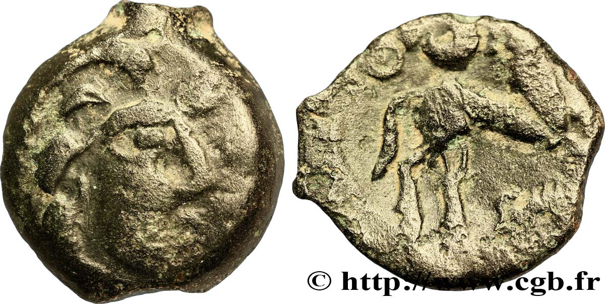 GALLIEN - BELGICA - AMBIANI (Region die Amiens) Bronze au cheval et au sanglier fSS