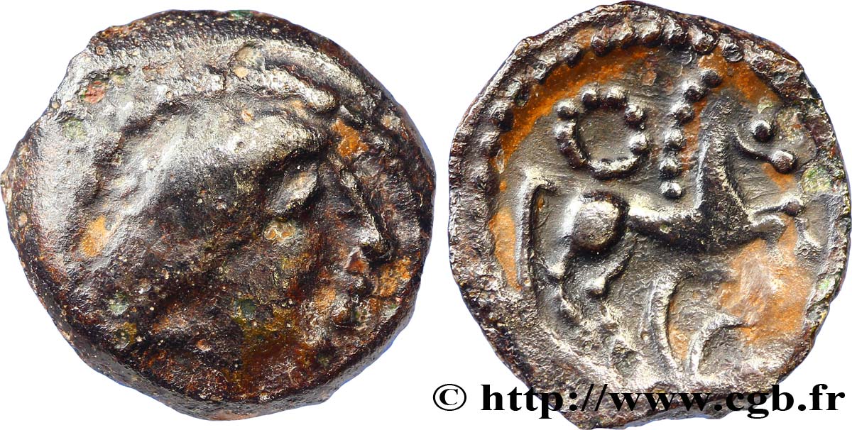CENTRE-WEST or PICTONES (Area of Poitiers) Bronze au cheval, BN. 4298 VF/AU