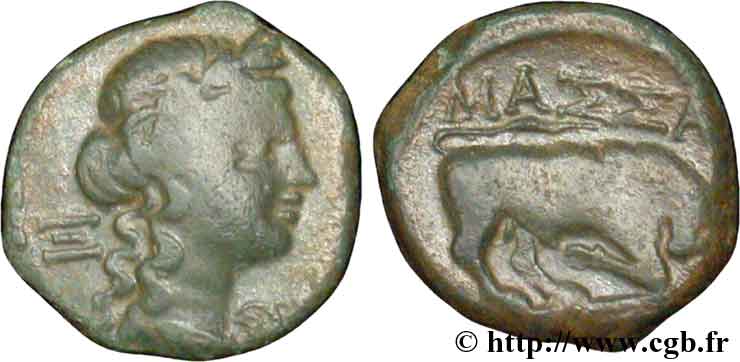 MASSALIA - MARSEILLES Bronze au taureau (hémiobole ?), (PB, Æ 13) MBC