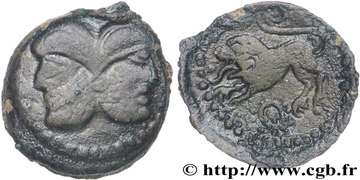 GALLIEN - BELGICA - SUESSIONES (Region die Soissons) Bronze à la tête janiforme, classe I fSS
