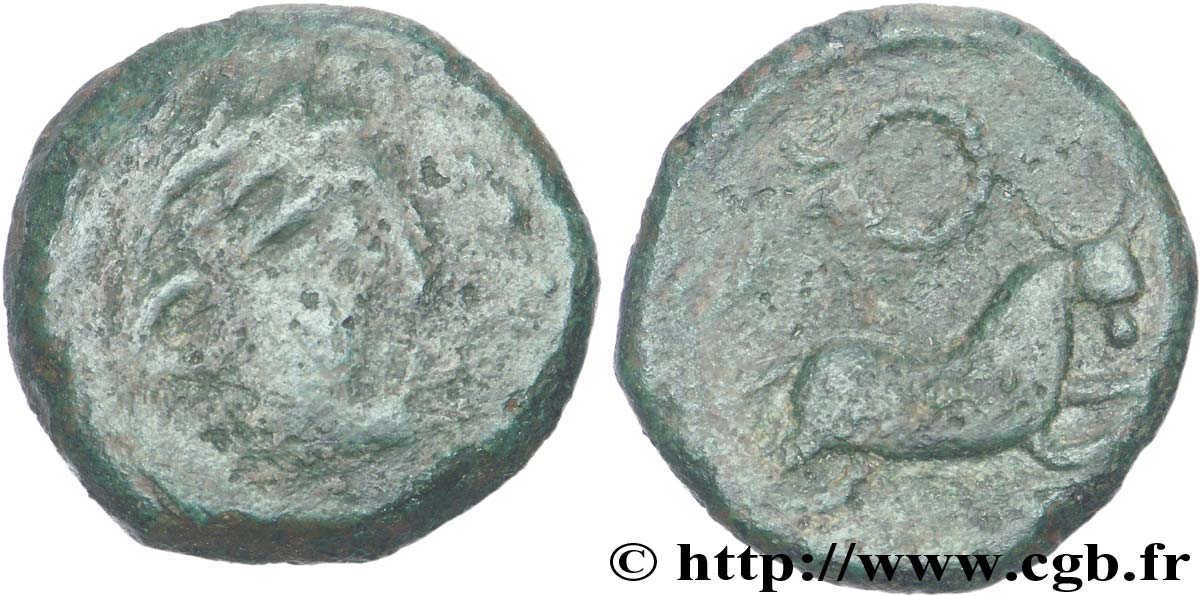 NERONKEN - NÉDÈNES (oppidum de Montlaurès) Unité ou bronze au taureau, (MB, Æ 21) B+/TB
